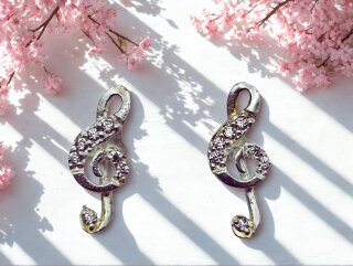 Notenschlüssel Ohrringe 925 Silber – Funkelnde Ohrstecker für Musikliebhaber