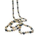 Langes Süßwasserperlen Collier 140 cm – Weiße, Apricot & Graue Echte Perlenkette