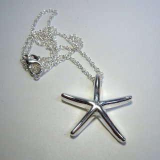 925 Silber Seestern Anhnger mit Kette