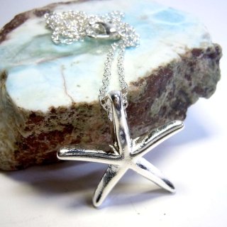 925 Silber Seestern Anhnger mit Kette