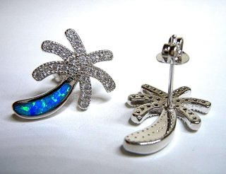 Samira -  Opal Silber Ohrringe caribian palm