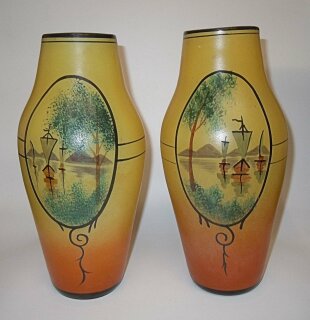 ART DECO Vasenpaar Verrverie de Scailmont Belgien um 1930