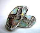 Samira - Silber Ohrringe Opal mit Zirkonia  weiß Harlekina