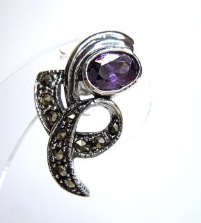 Amethyst Jugendstil Hänge Ohrringe mit Markasiten Noblesse 