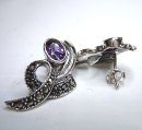 Noblesse - Amethyst Jugendstil Schleifen Ohrringe mit Markasiten