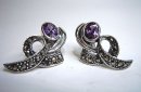 Noblesse - Amethyst Jugendstil Schleifen Ohrringe mit Markasiten