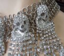 Gothic Biker Statement-Choker mit Kristall-Totenköpfen
