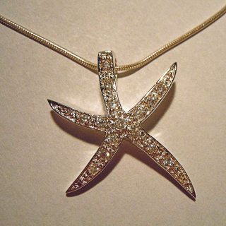 SAMIRA - 925 Silber Strass Seestern Anhnger mit Kette