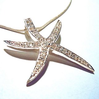SAMIRA - 925 Silber Strass Seestern Anhnger mit Kette