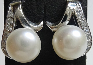 Silber Ohrringe Ohrstecker mit Süßwasser Perlen