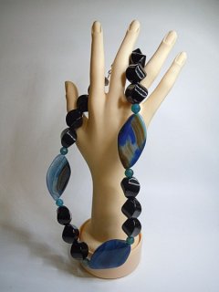 Night Sky - Auffllige Achat Kette / Collier - L55