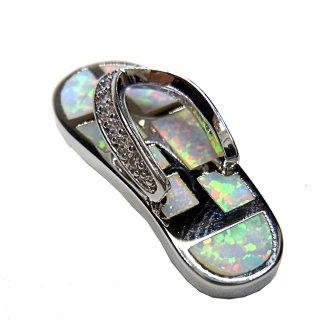 Samira - karibisches Silber Opal Sandalen Collier White Sand