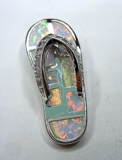 Samira - karibisches Silber Opal Sandalen Collier White Sand