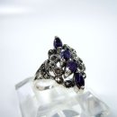 Noblesse Amethyst Jugendstil Navette Silber Ring mit Markasit