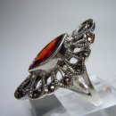 925 Silber Jugendstil Navette Ring mit Granat RG57