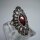 925 Silber Jugendstil Navette Ring mit Granat RG57