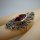 925 Silber Jugendstil Navette Ring mit Granat RG57