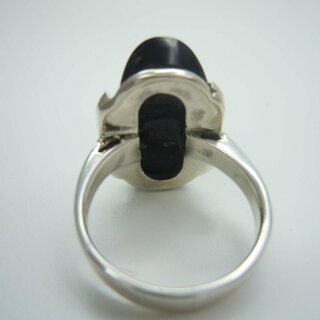 Eleganter Sterling Silber Onyx Art Deco Ring mit Markasiten