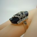 Eleganter Sterling Silber Onyx Art Deco Ring mit Markasiten