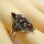 Granat Jugendstil Navette Silber Ring mit Markasit RG62