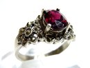 Noblesse - Jugendstil Silber Blüten Ring mit Granat + Markasiten