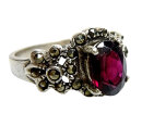 Victorian Revival Granat-Ring aus 925er Silber – Dark Romance RG56