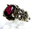 Victorian Revival Granat-Ring aus 925er Silber – Dark Romance RG56