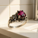 Victorian Revival Granat-Ring aus 925er Silber – Dark Romance RG56