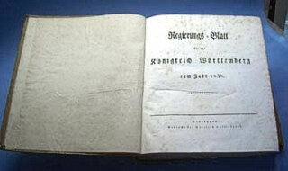 Württembergisches Regierungsblatt gebunden 1826