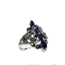 Amethyst Jugendstil Navette Silber Ring mit Markasit RG54