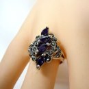 Amethyst Jugendstil Navette Silber Ring mit Markasit RG54