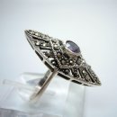 Noblesse  Silber Amethyst Jugendstil Navette Ring mit Markasit RG56