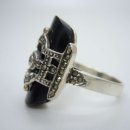 Eleganter Sterling Silber Onyx Art Deco Ring mit Markasiten RG54