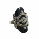 Eleganter Sterling Silber Onyx Art Deco Ring mit Markasiten RG58
