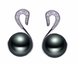 925 Silber Ohrringe Ohrstecker mit echten Perlen Black Swan