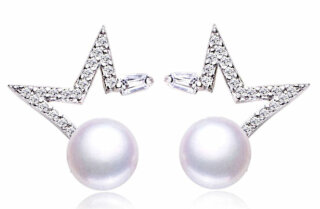 925 Silber Ohrringe Ohrstecker mit echten Perlen White Star
