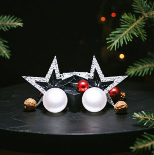 925 Sterling Silber Ohrstecker „White Star“ mit Zuchtperlen und Zirkonia