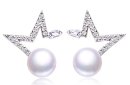 925 Sterling Silber Ohrstecker „White Star“ mit Zuchtperlen und Zirkonia