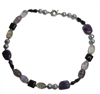 Fall Memories - Amethyst Perlen Kette / Collier - L45