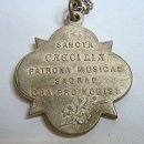 Silber Jugendstil Musiker Anhänger  Cäcilie von Rom um 1900