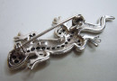 Jugendstil Silber Brosche mit Spinellen – Eidechse, 925er Silber, Handarbeit