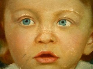 Jugendstil Kinderportrait Tempera auf Holz um 1900