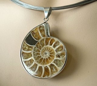 Modernes Collier mit Ammonit Anhänger