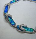 Samira - karibisches Silber Opal Sandalen Armband Beach Club