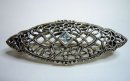 Exklusive Jugendstil Silber Brosche mit Aquamarin –...