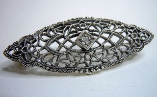 Prchtige Silber Jugendstil Diamant Brosche