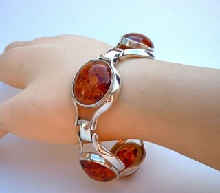 Mchtiges 835 Silber Designer Vintage Bernstein Armband