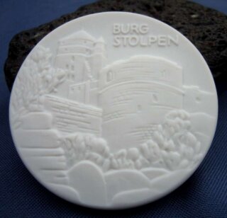 Meissen Porzellan Medaille / Plakette - Burg Stolpen