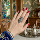 Jugendstil Ring mit  Aquamarin & Markasit – 925 Sterling Silber Navette Design