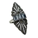 Noblesse Silber Jugendstil Navette Ring mit Markasit +...